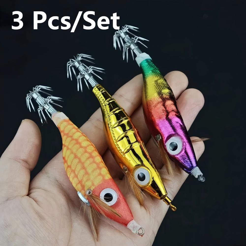 Saltwater Fishing Hook - ชุด 3 ชิ้น/เซ็ต ตะขอจิ๊กปลาหมึกเรืองแสงขนาด 10 ซม.