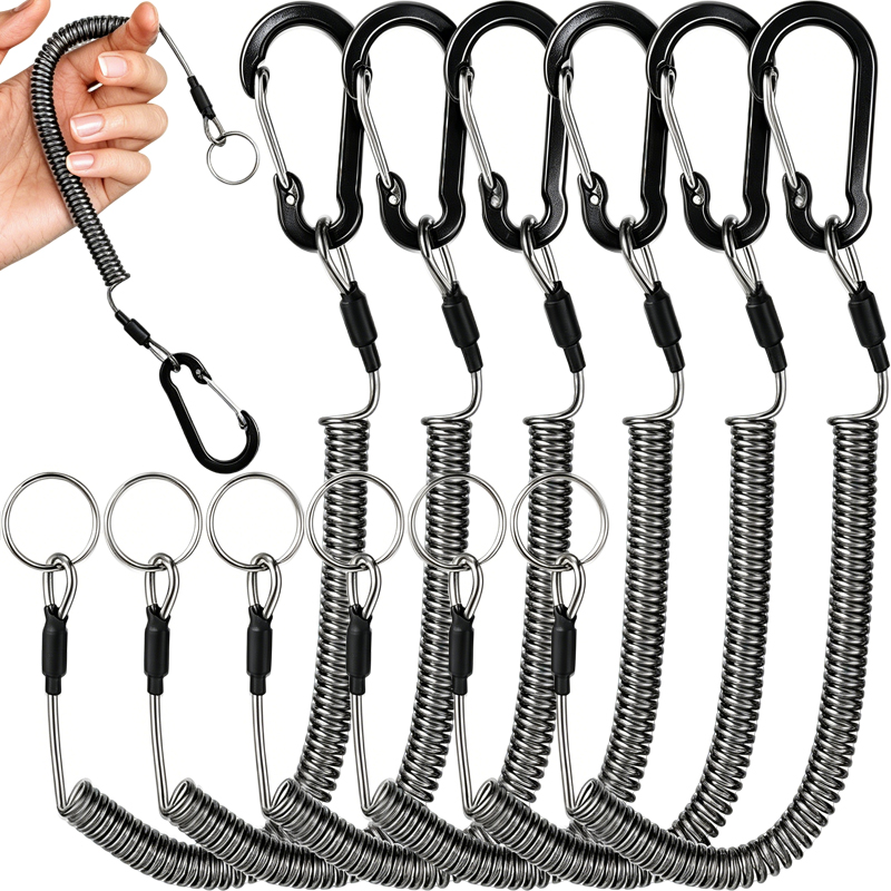 Fishing Pliers - พวงกุญแจแบบยืดหดได้ 10/1 ชิ้น พร้อมเชือกกันหาย ห่วงคล้องคาราไบเนอร์ ป้องกันการโจรกรรม