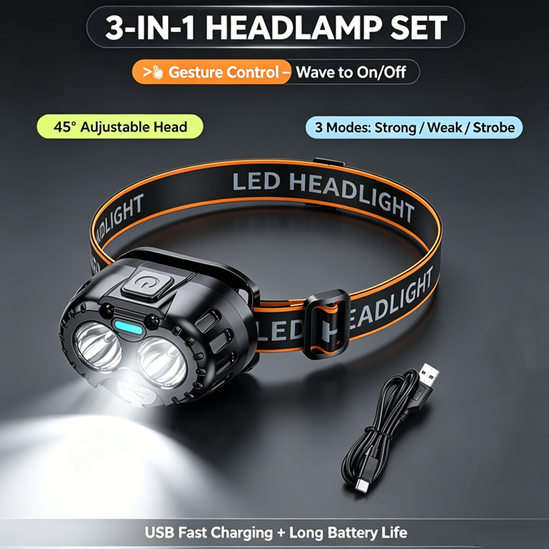 Fishing Headlamp - ไฟหน้า LED อันทรงพลัง IPX4 กันน้ำ ไฟฉายฉุกเฉิน