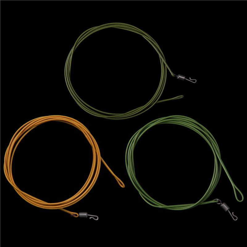 Fishing Equipment Shop - 3Pcs 80LB ปลาคาร์พตกปลาลวดผู้นำจมสายตกปลาปลาคาร์พ Rigs ชั้นนำที่มีตะกั่วคลิปเปลี่ยน Swivels