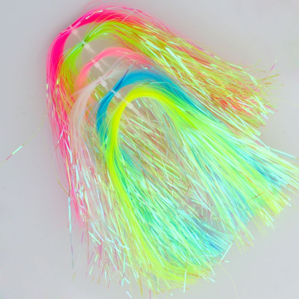 Saltwater Fishing Hook - 1แพ็คความกว้าง1มม. เส้นลูกฟูกแวววาวเบ็ดตกปลาน้ำเค็มสายคาดแมลงวันแฟลชดิ้นจำลองตาชั่งปลา