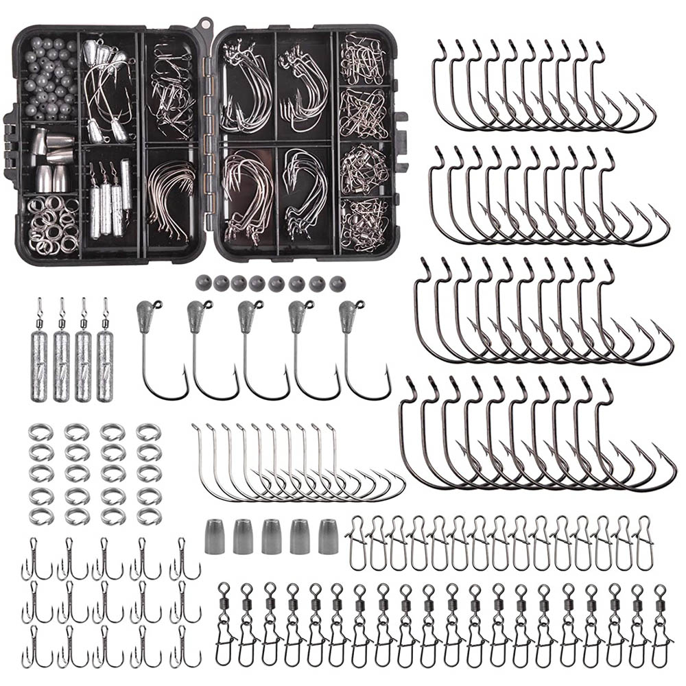 Fishing Equipment Shop - 166PCS กล่องตกปลารวมทั้งตะขอหนอน JIG HEAD Hooks DROP