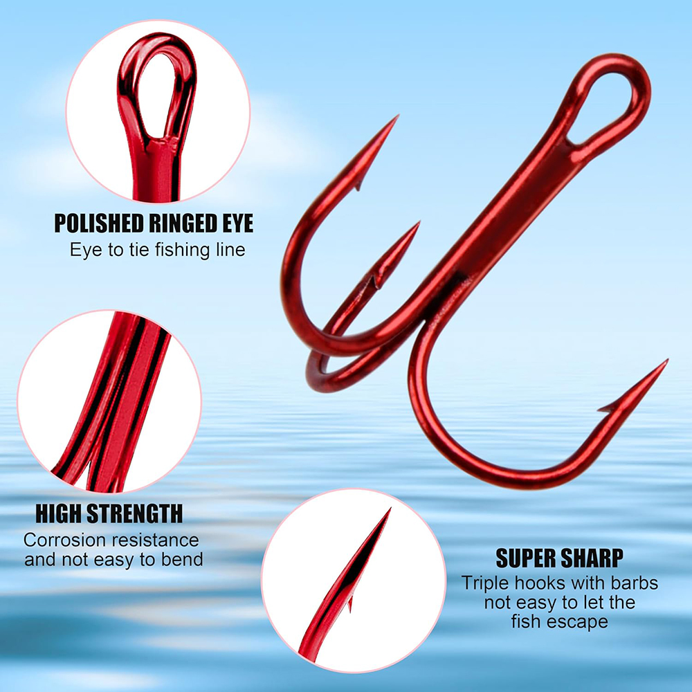 เบ็ดตกปลาสามทางสีแดง 200 ชิ้น  - Fishing Equipment Shop บทวิจารณ์และราคา