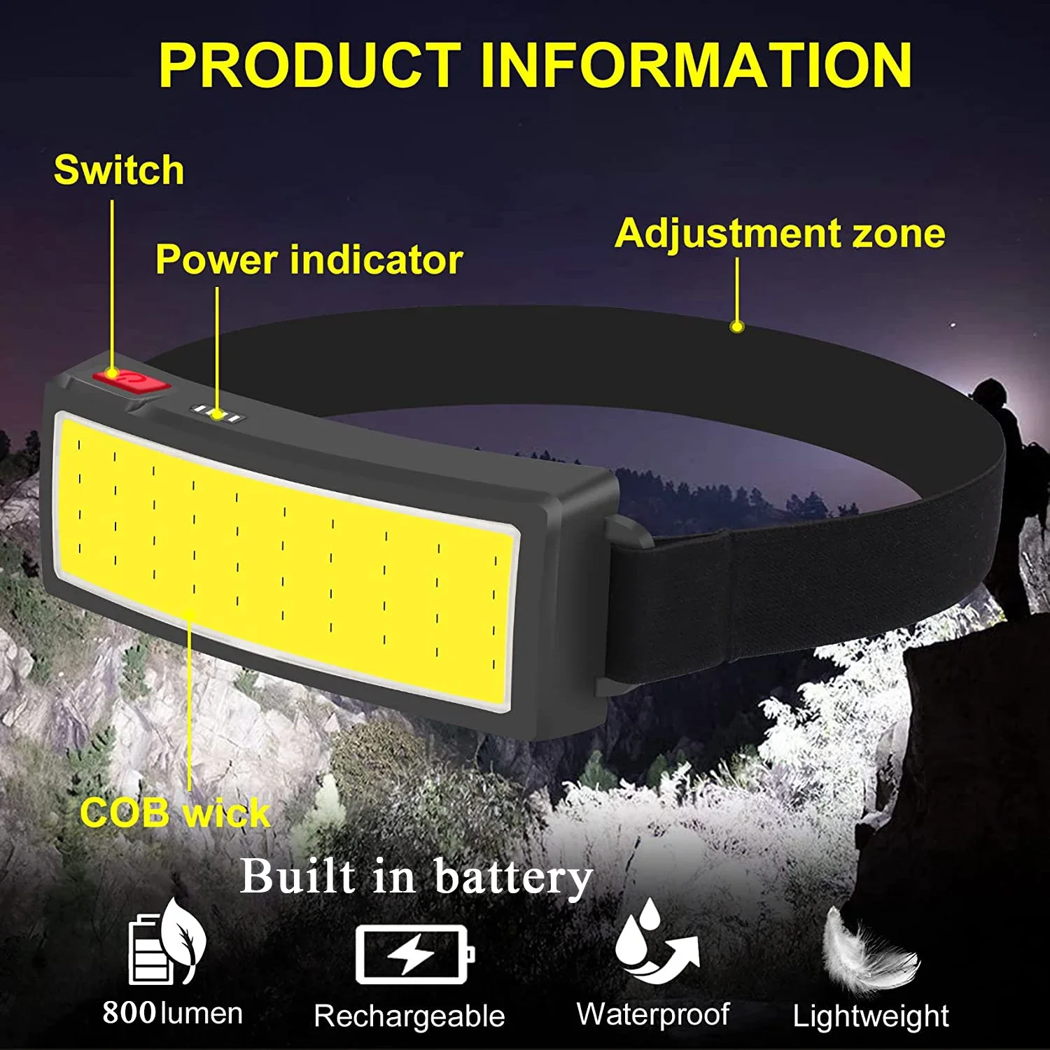 COB ไฟหน้า LED แบบพกพา ไฟหน้าส - Fishing Headlamp บทวิจารณ์และราคา